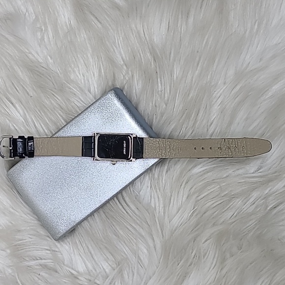 Coldwater Creek Watch Stainless Steel Black Leather Strap Quartz Movement NEW - Picture 5 of 5